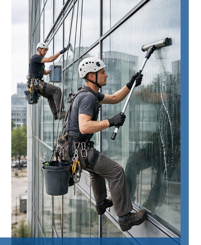 Мойка витражей альпинистами в Рославле от 719 р. под ключ|ВЫСОТНИК-Рлв