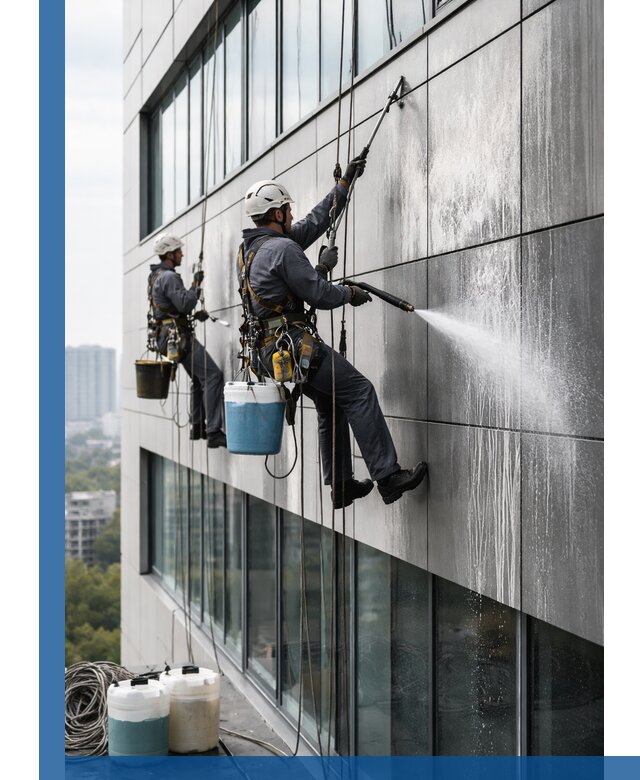 Профессиональная мойка вентилируемых фасадов в Рославле