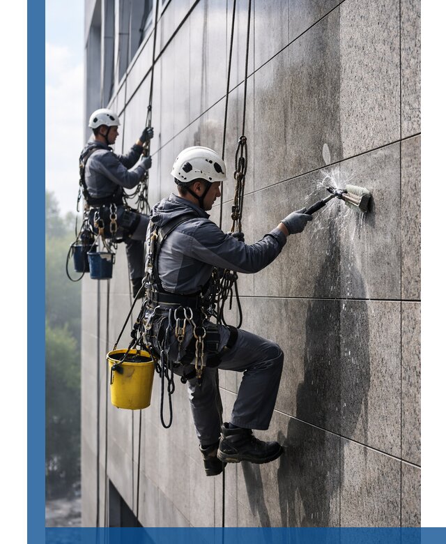 Профессиональная мойка фасада из керамогранита в Рославле