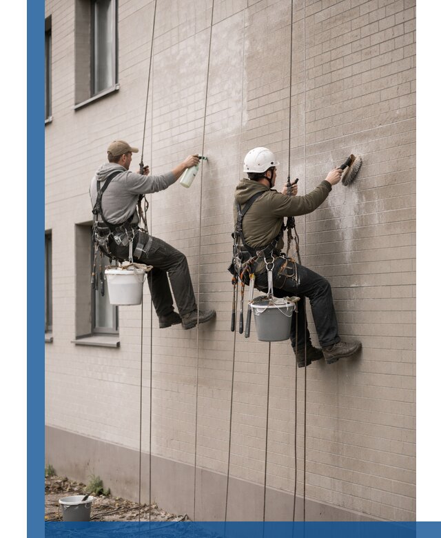 Удаление высолов с фасада зданий в Рославле без повреждений и следов