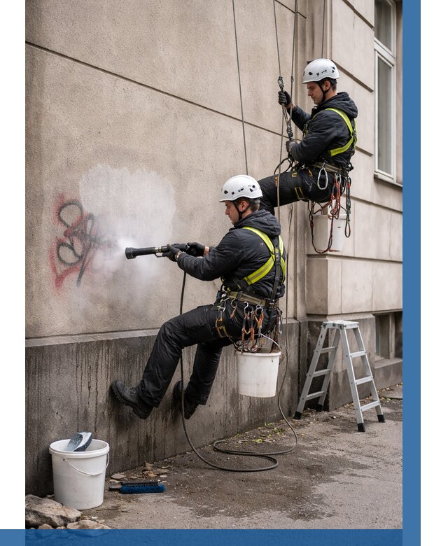 Удаление граффити с фасада в Рославле от 4624 р. | ВЫСОТНИК-Рлв