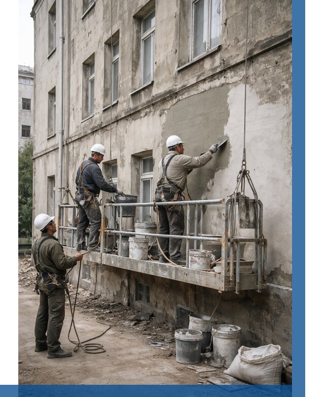 Капитальный ремонт фасада в Рославле от 4316 р. | ВЫСОТНИК-Рлв