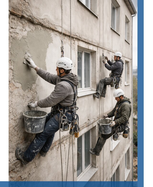 Ремонт штукатурного фасада в Рославле от 771 р. под ключ | ВЫСОТНИК-Рлв