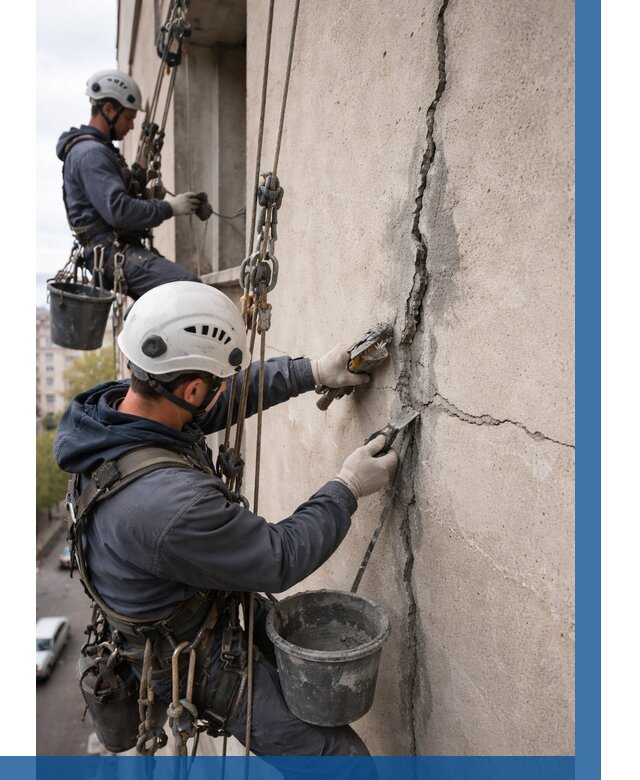 Заделка трещин на фасаде в Рославле от 925 р. | ВЫСОТНИК-Рлв