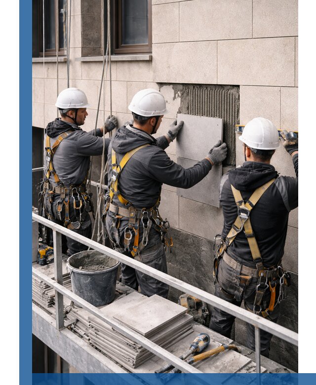 Ремонт облицовки фасада плиткой в Рославле с гарантией