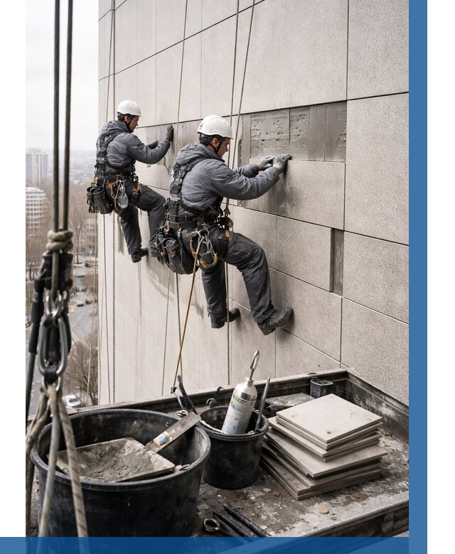 Ремонт фасада из керамогранита в Рославле от 2569 р. | ВЫСОТНИК-Рлв