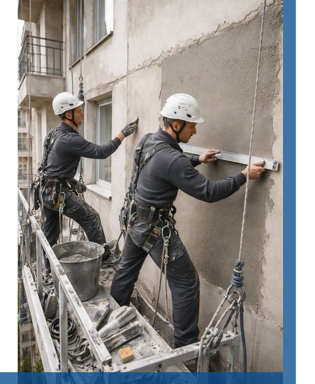 Штукатурка фасада на высоте в Рославле от 925 р. | ВЫСОТНИК-Рлв