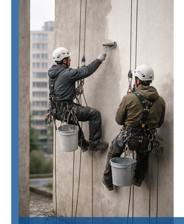 Покраска фасадов высотными альпинистами в Рославле с гарантией