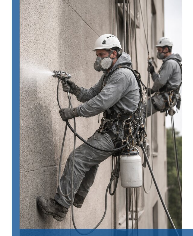 Безвоздушная покраска фасадов зданий в Рославле профессионально