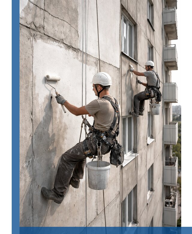 Покраска бетонного фасада в Рославле для жилых и промышленных объектов