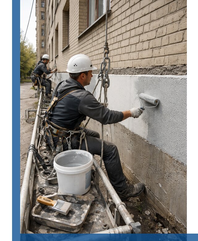 Окраска цоколя здания в Рославле профессионально и надежно