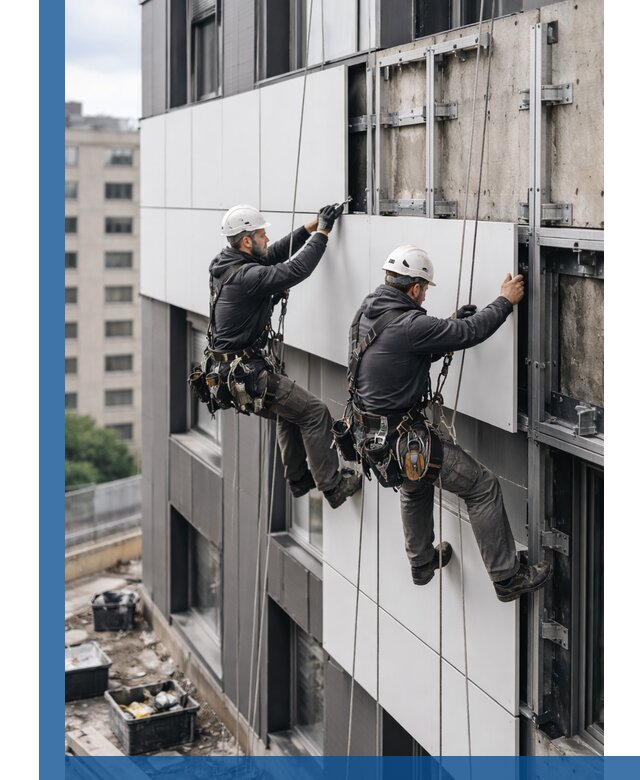 Монтаж композитных панелей фасада в Рославле под ключ