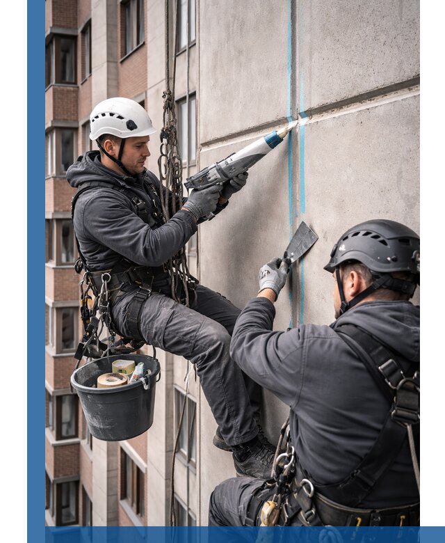 Вторичная герметизация швов фасада и кровли в Рославле