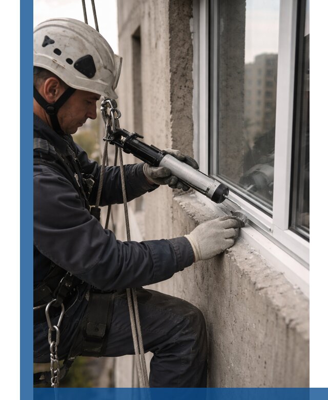 Герметизация оконных швов снаружи в Рославле профессионально