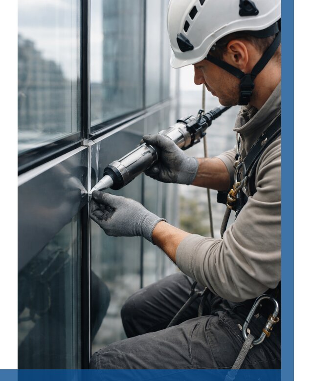 Герметизация стыков витража в Рославле от 1233 р. | ВЫСОТНИК-Рлв