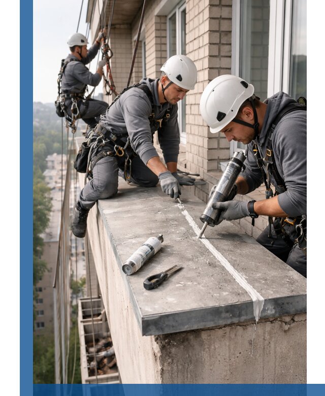 Герметизация балконного козырька в Рославле профессионально