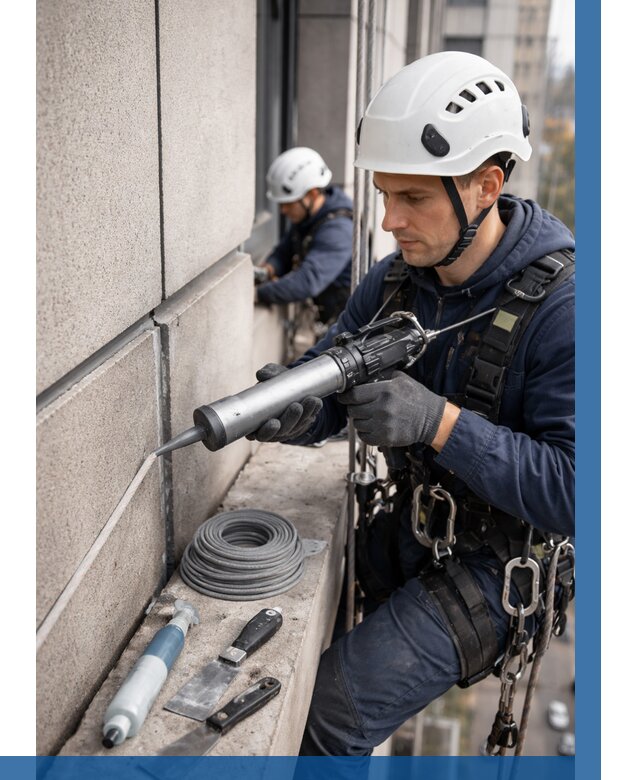 Герметизация деформационных швов фасада в Рославле от 719 | ВЫСОТНИК-Рлв