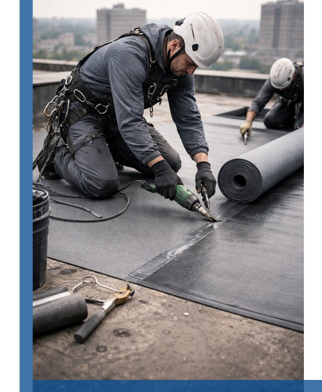 Ремонт мягкой кровли в Рославле с выездом промальпинистов