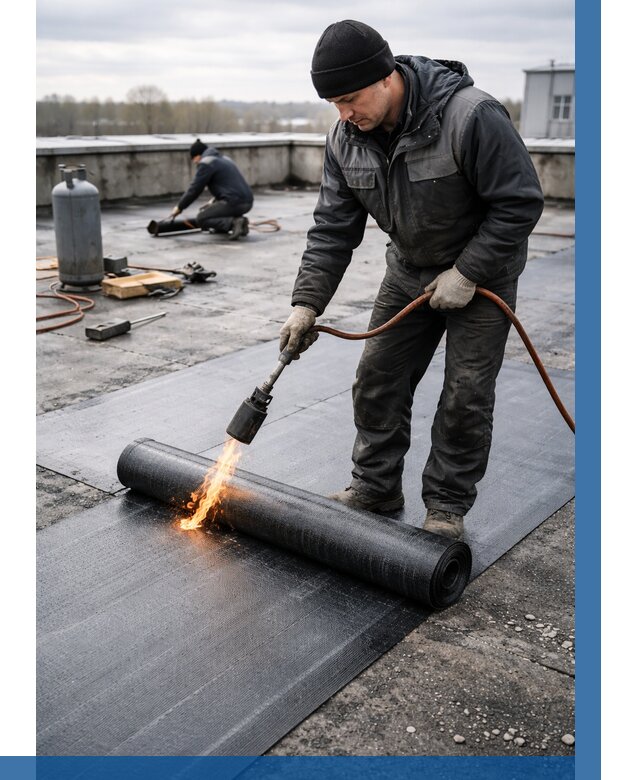 Ремонт наплавляемой кровли в Рославле от 719 р. | ВЫСОТНИК-Рлв