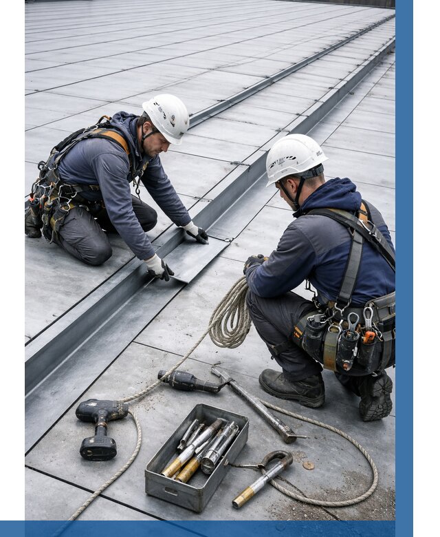 Ремонт фальцевой кровли в Рославле от 719 р. | ВЫСОТНИК-Рлв