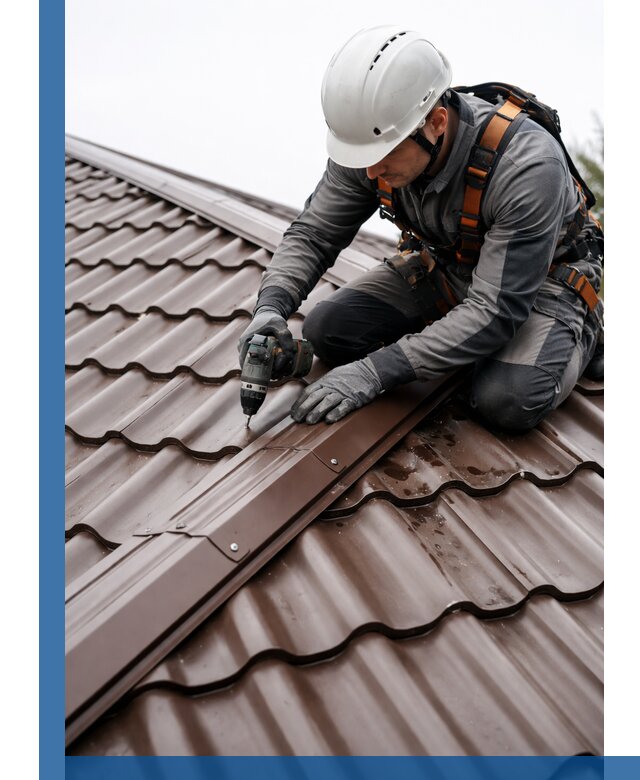 Ремонт металлочерепицы на крыше в Рославле профессионально