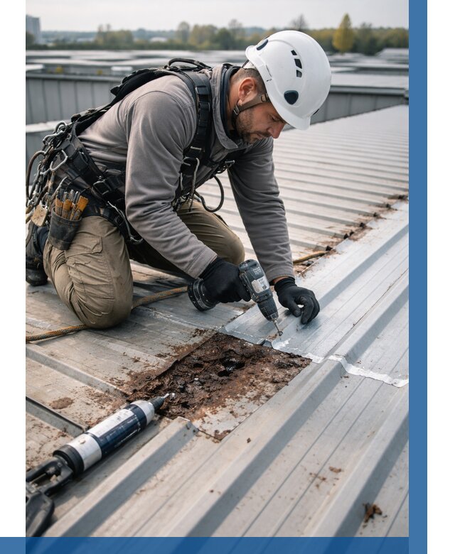 Ремонт профнастила на кровле в Рославле от 719 р. | ВЫСОТНИК-Рлв