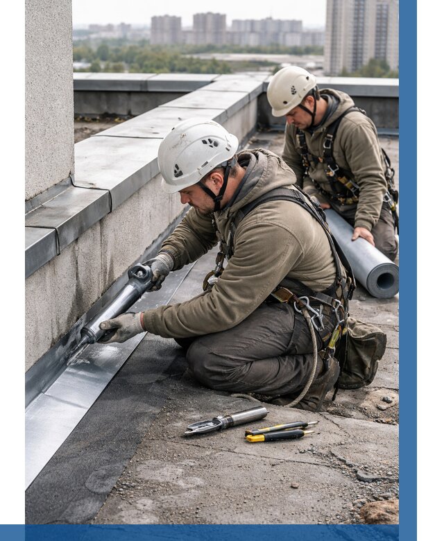 Ремонт кровельных примыканий в Рославле от 1233 р. | ВЫСОТНИК-Рлв