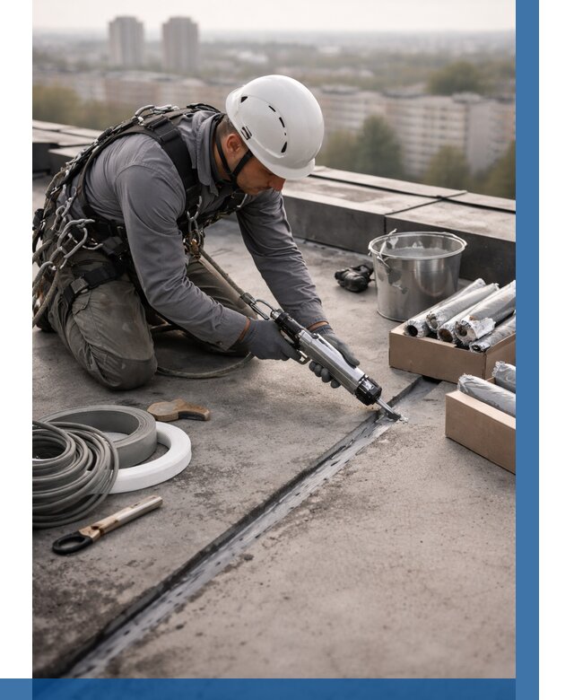 Герметизация швов кровли в Рославле от 462 р./м2 | ВЫСОТНИК-Рлв