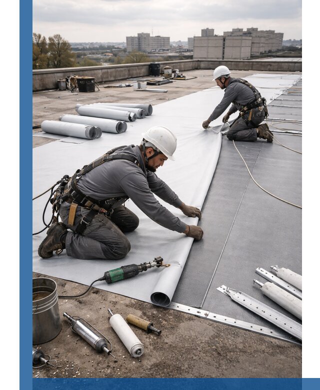 Монтаж мембранной кровли в Рославле для промышленных зданий