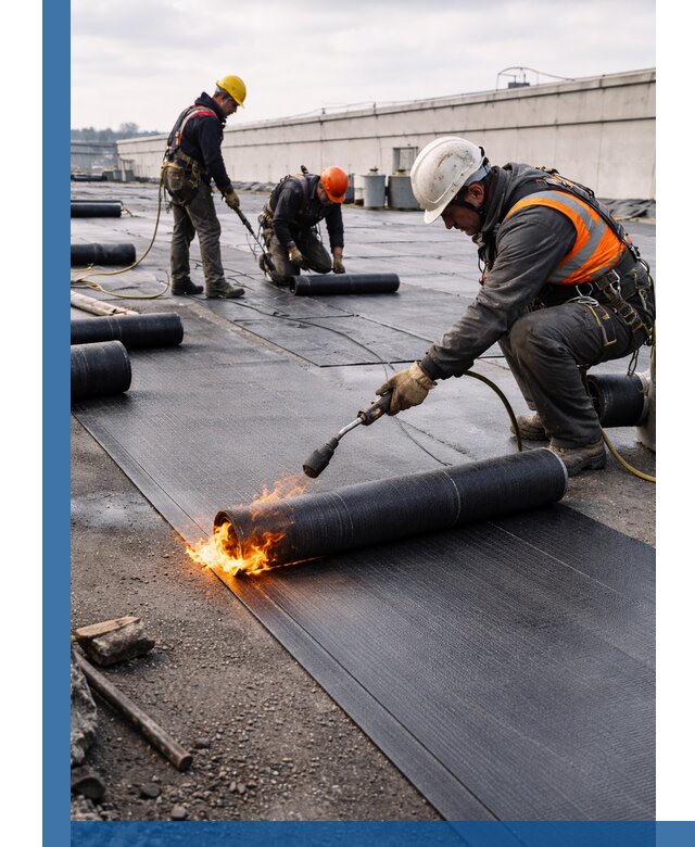 Монтаж наплавляемой кровли в Рославле профессионально