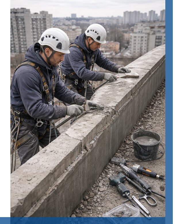 Ремонт парапета на кровле в Рославле от 1541 р. | ВЫСОТНИК-Рлв