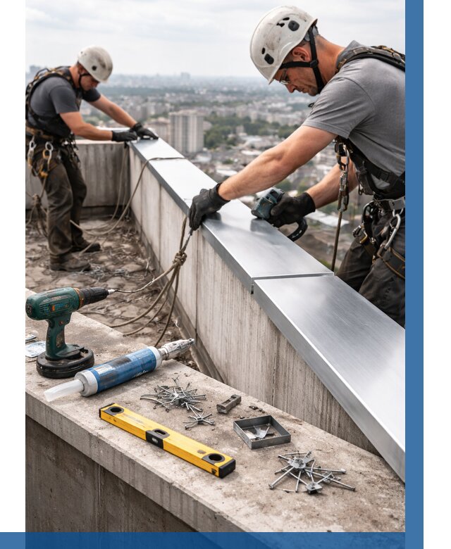 Монтаж парапетных крышек в Рославле от 822 р. | ВЫСОТНИК-Рлв