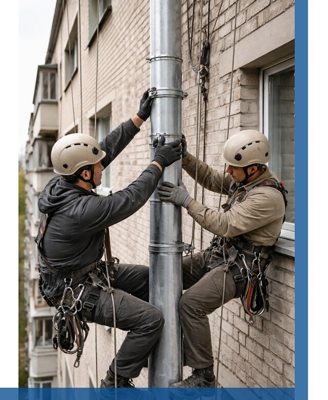 Замена водосточных труб в Рославле от 6679 р. | ВЫСОТНИК-Рлв