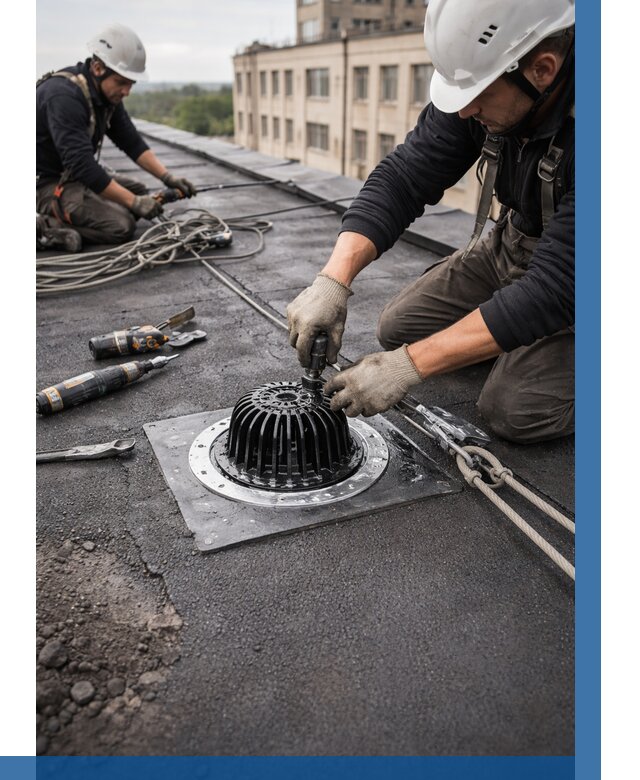 Установка водосточных воронок в Рославле цена от 3597 р. | ВЫСОТНИК-Рлв