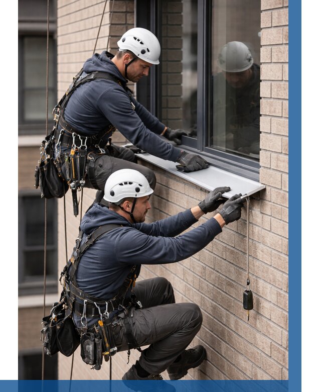 Монтаж оконных отливов под ключ в Рославле от 3597 р. | ВЫСОТНИК-Рлв