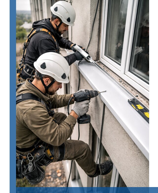 Профессиональный монтаж оконных отливов и отведения воды в Рославле