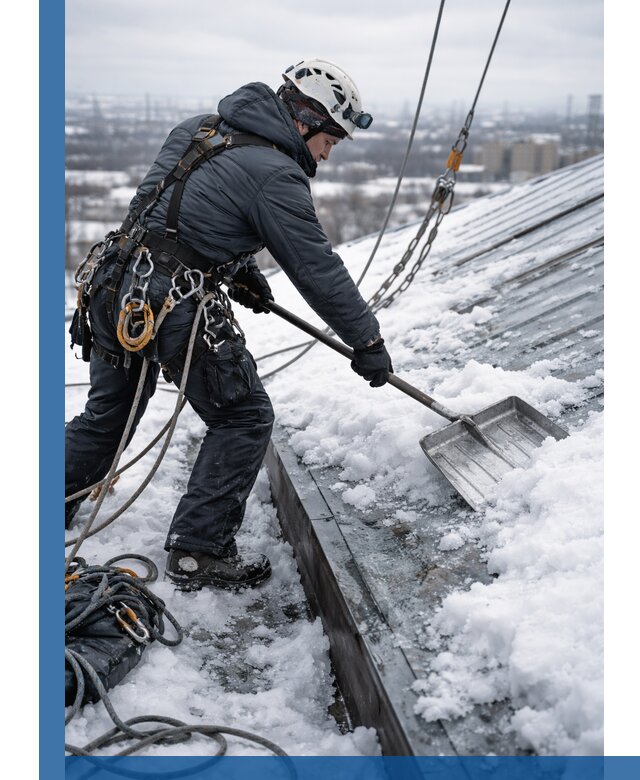 Профессиональная очистка кровли от снега и наледи в Рославле