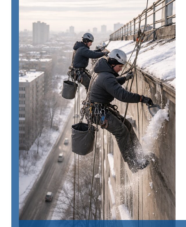 Очистка карнизов от снега в Рославле профессионально и безопасно