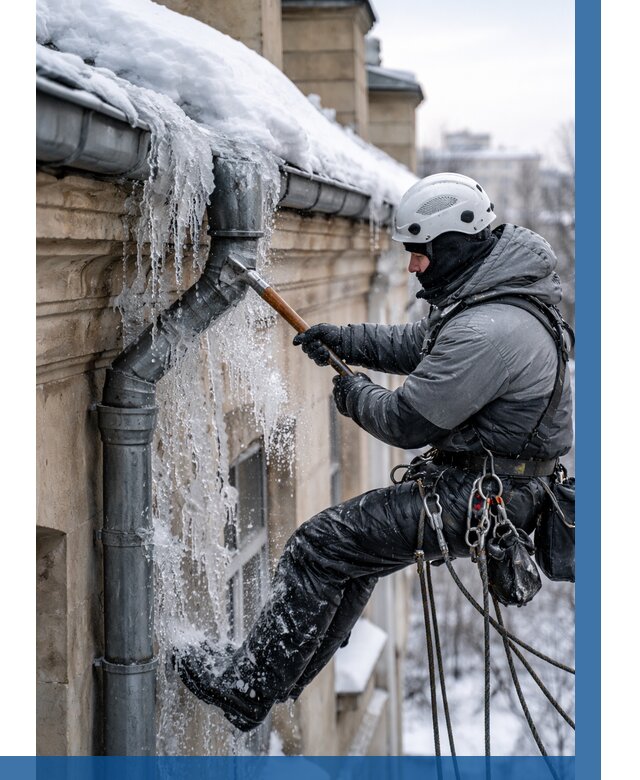 Очистка водостоков от льда в Рославле от 3597 р. | ВЫСОТНИК-Рлв