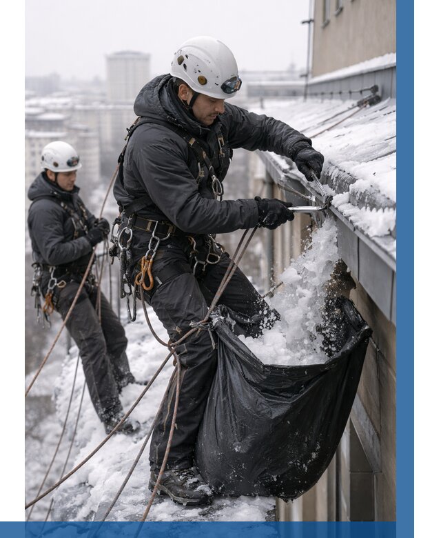 Аварийная очистка крыши в Рославле под ключ от 308 р. | ВЫСОТНИК-Рлв