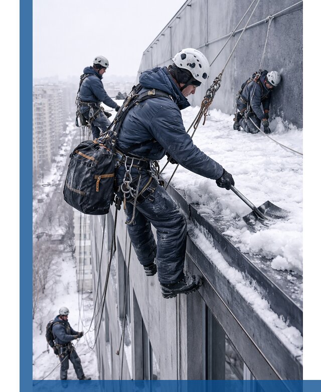 Абонентское обслуживание кровли зимой в Рославле регулярный уход