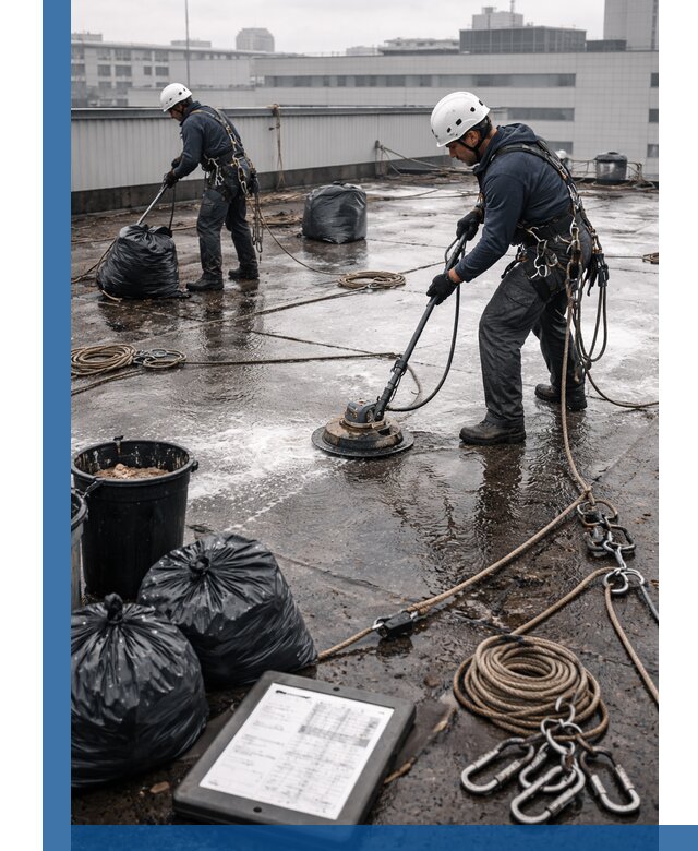 Плановая очистка кровли по графику в Рославле для безопасности