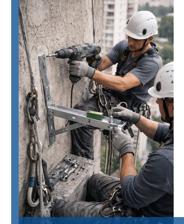 Установка кронштейнов кондиционера и крепежа в Рославле