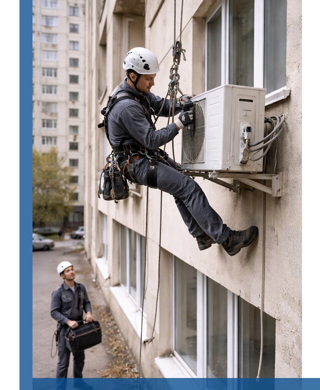 Демонтаж внешнего блока кондиционера в Рославле профессионально