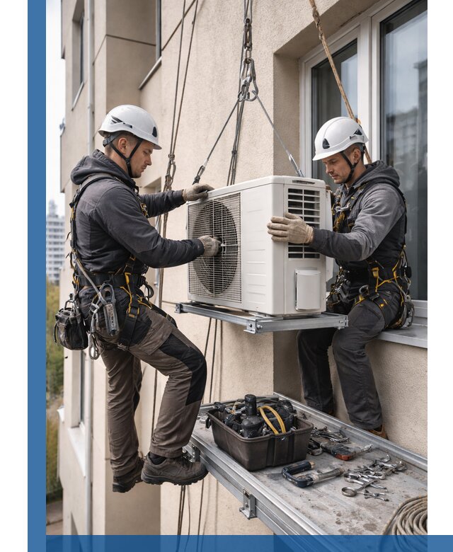 Перенос внешнего блока кондиционера в Рославле с монтажом и крепежом