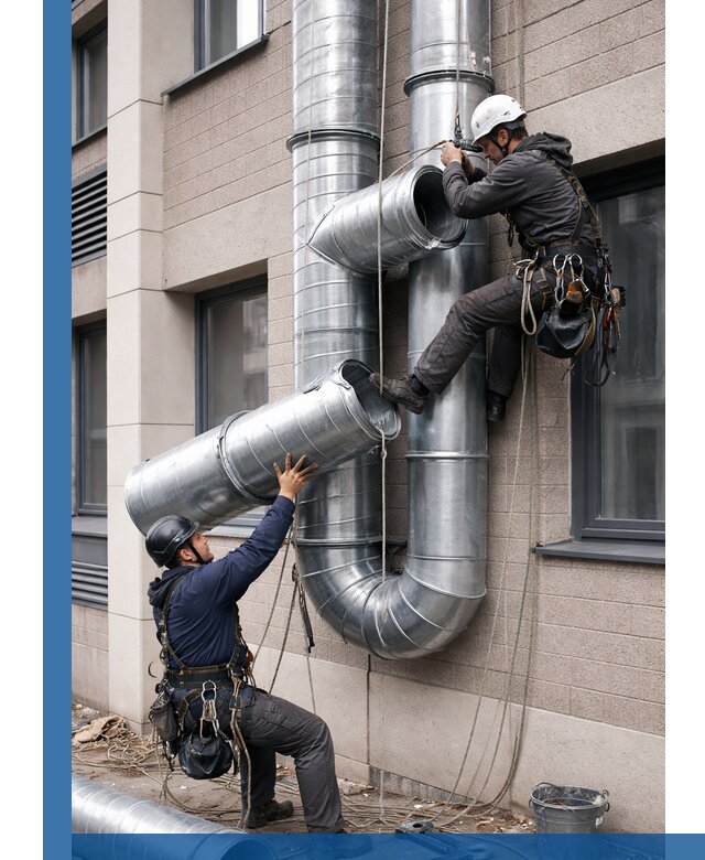 Монтаж фасадных воздуховодов в Рославле с герметизацией и крепежом