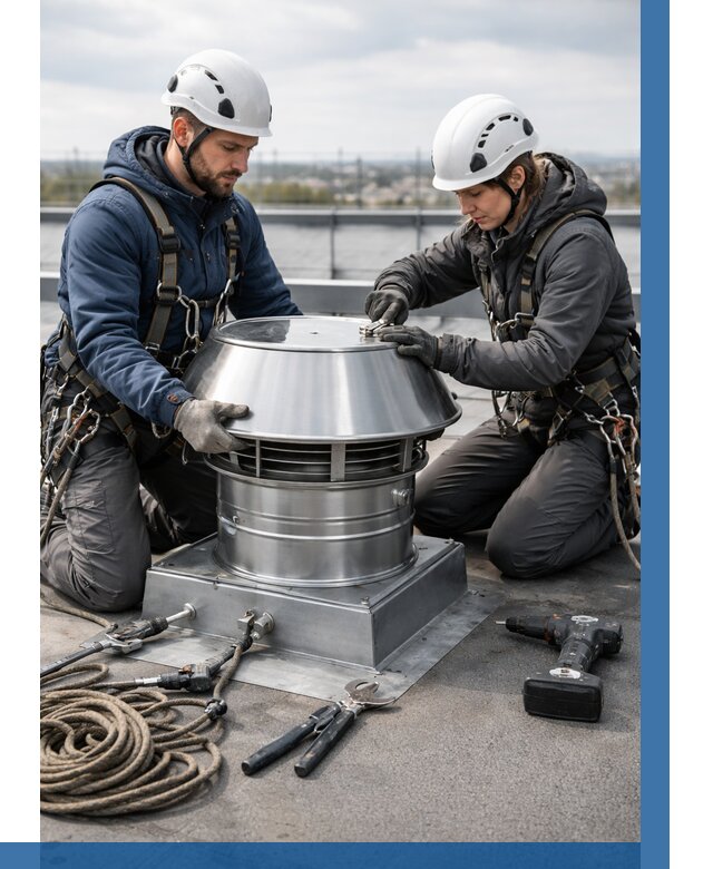 Установка дефлекторов на кровле в Рославле от 4624 р. | ВЫСОТНИК-Рлв