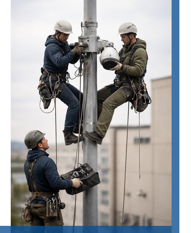 Установка видеокамер на мачте в Рославле от 8735 р. | ВЫСОТНИК-Рлв