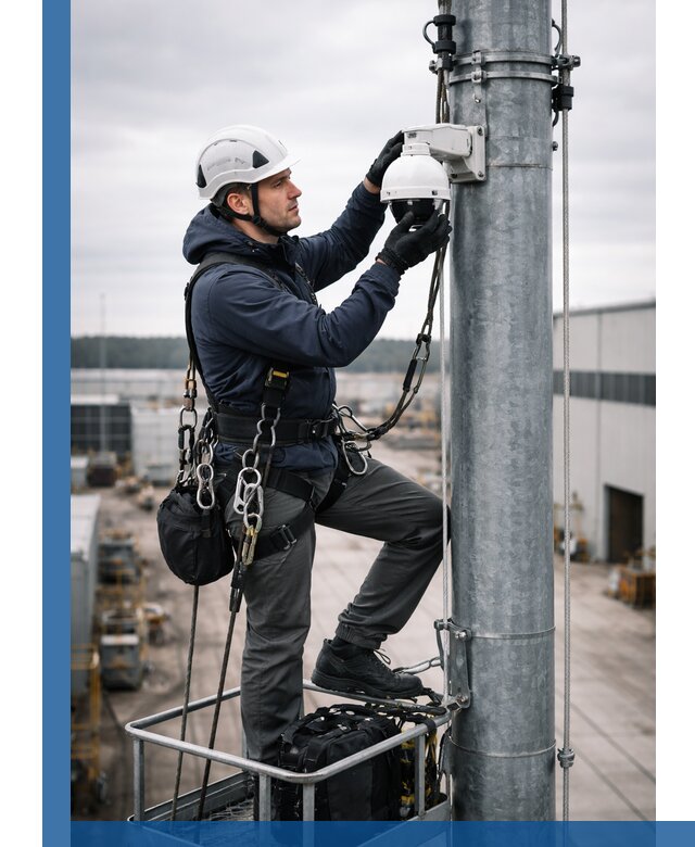 Профессиональная установка видеокамер на мачте в Рославле