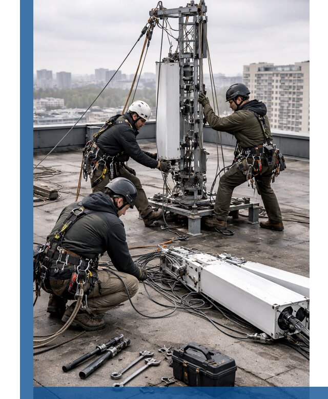 Демонтаж антенн на крыше зданий в Рославле с гарантией